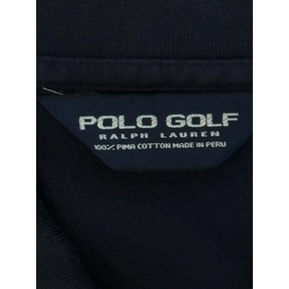 Ralph Lauren Polo Golf Shirt Mens Size XL Blue USA Flag Embroidered Logo Collard